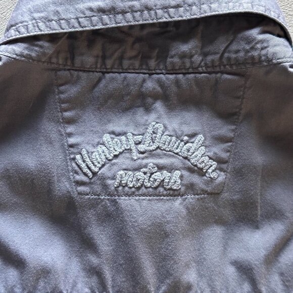 harley davidson grey biker button up shirt - Picture 5 of 6